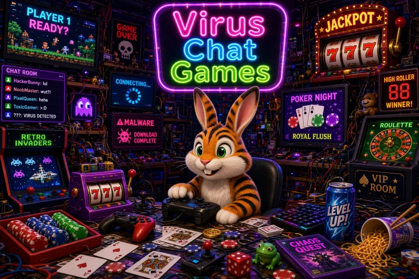 Coniglio tigrato di VirusChat in versione arcade